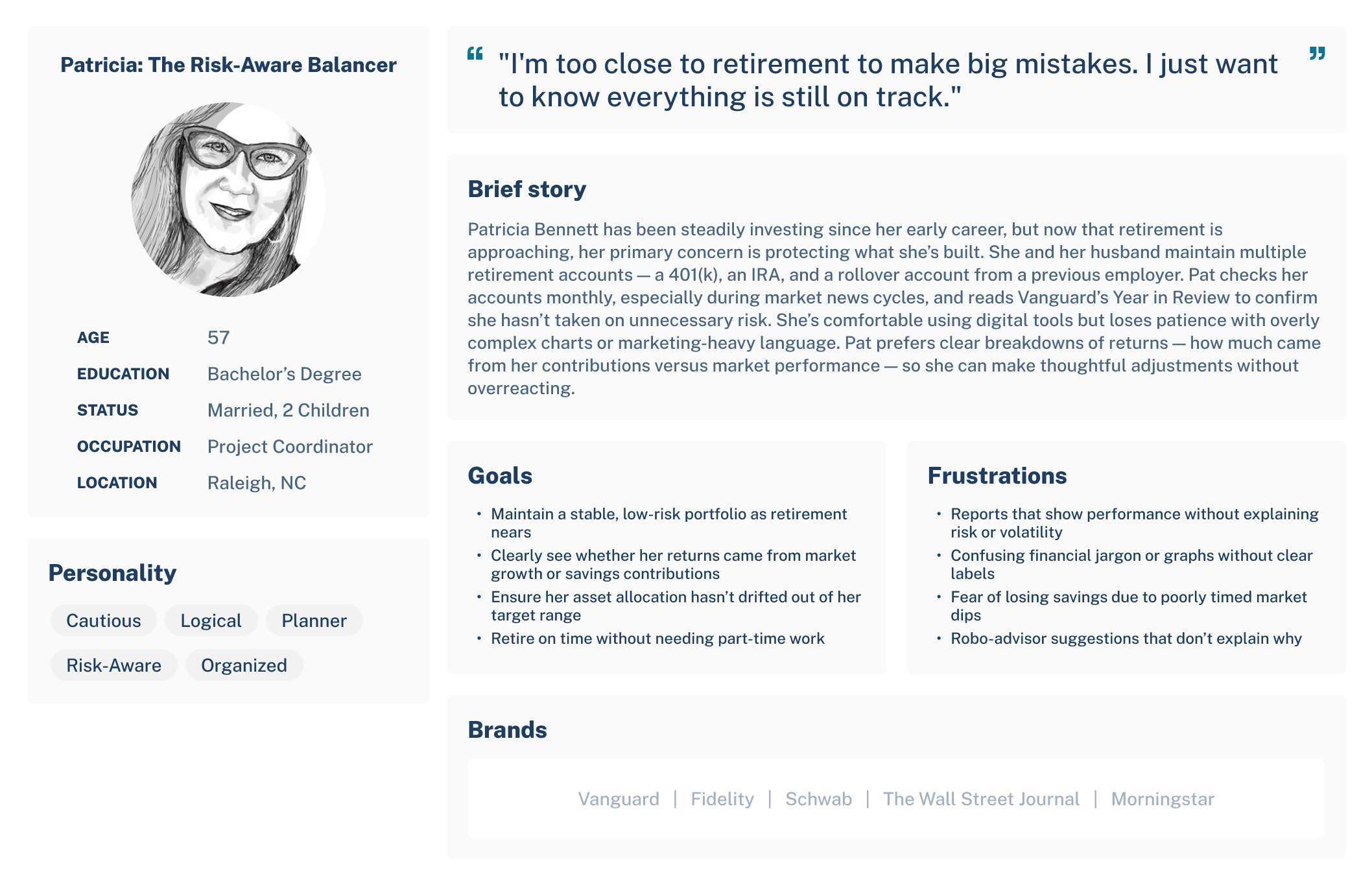 Primary user profile for Vanguard redesign